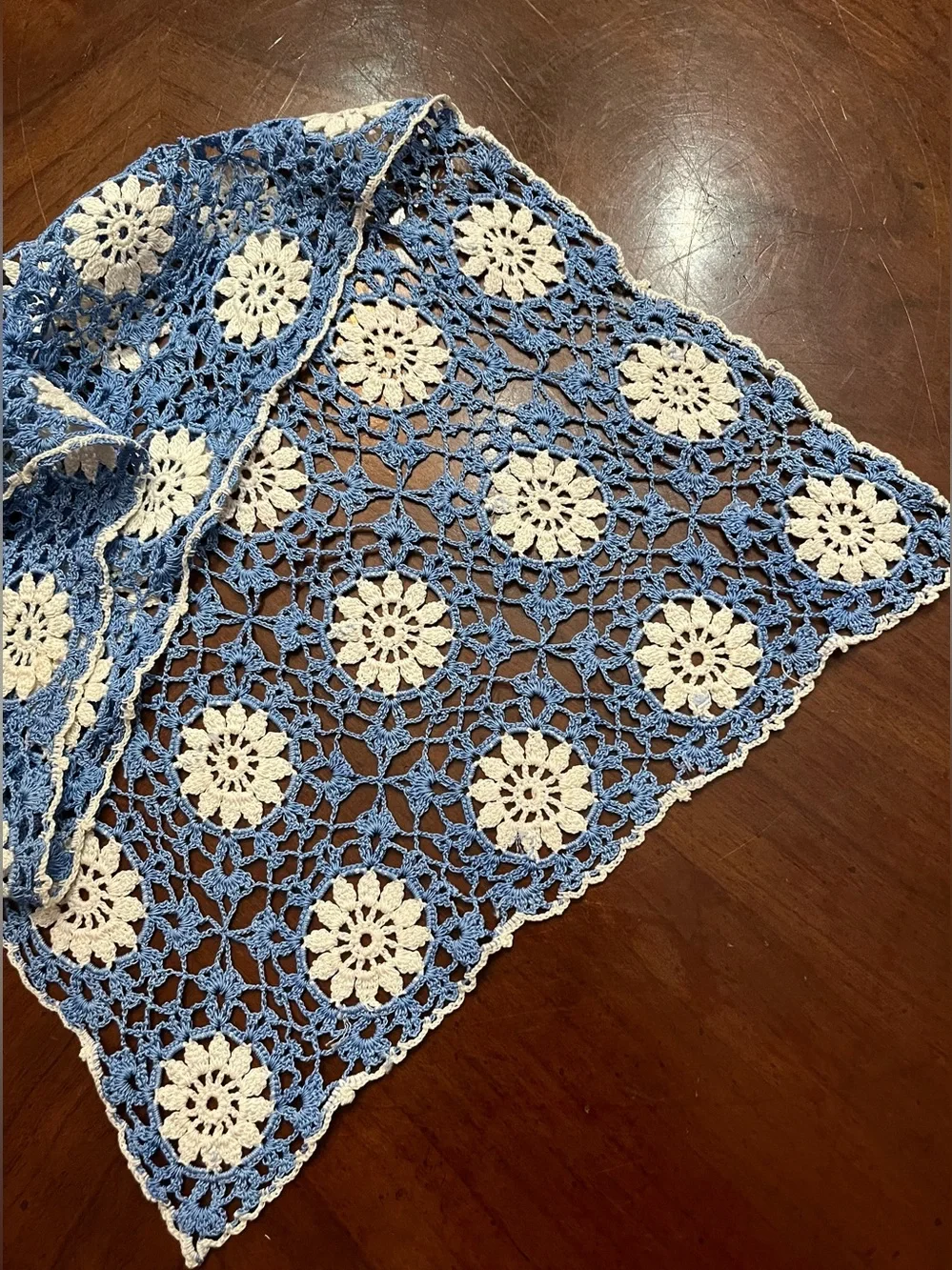 Handmade Blue & White Crochet vtg handmade